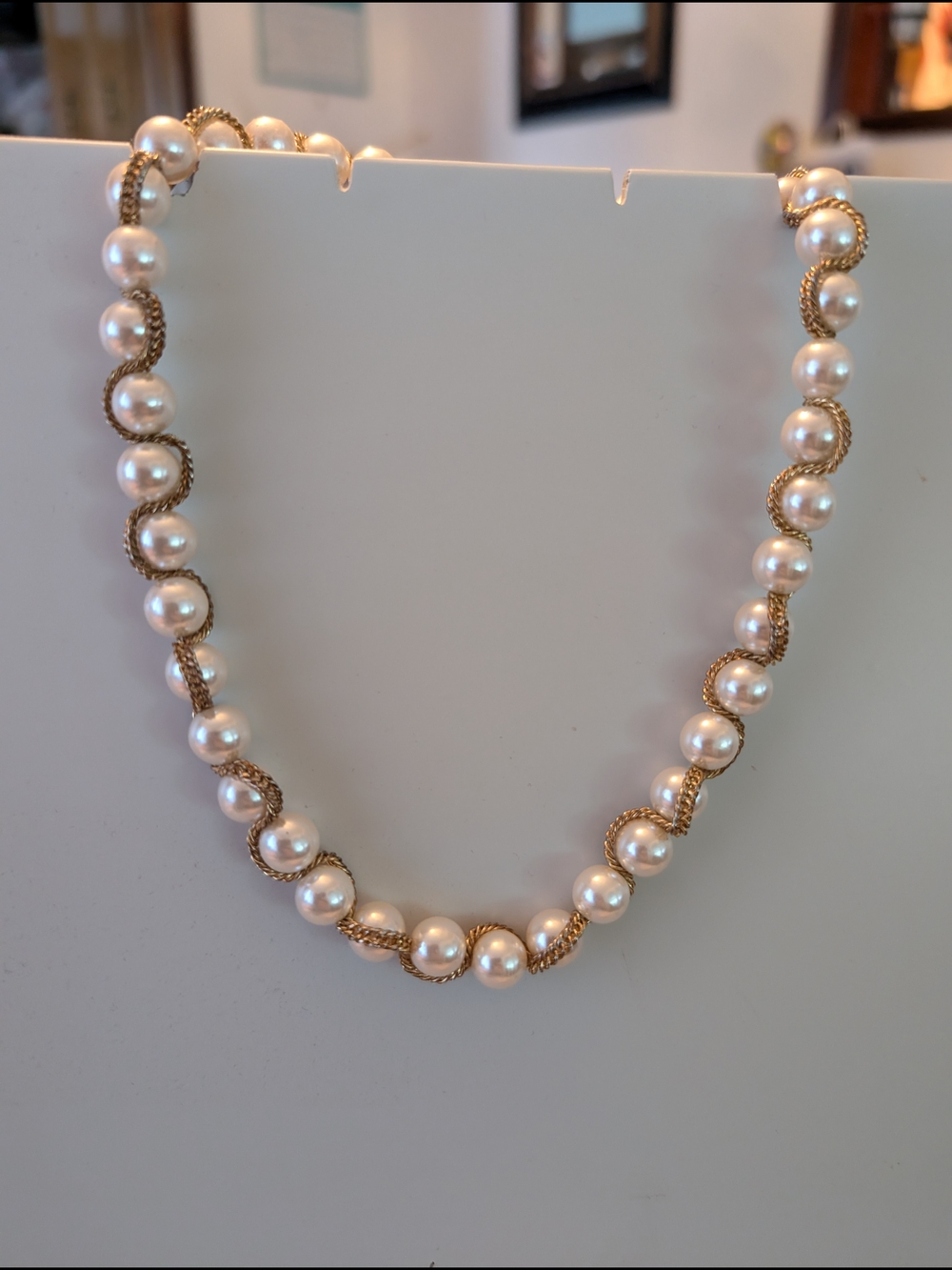Pearl and Gold-Tone Rope Necklace - White Pearls - Picture 2 of 7